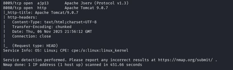 Nmap scan results