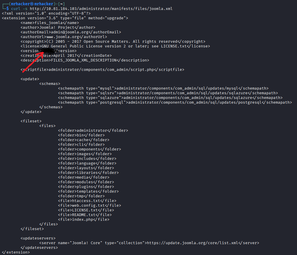 Joomla version XML output