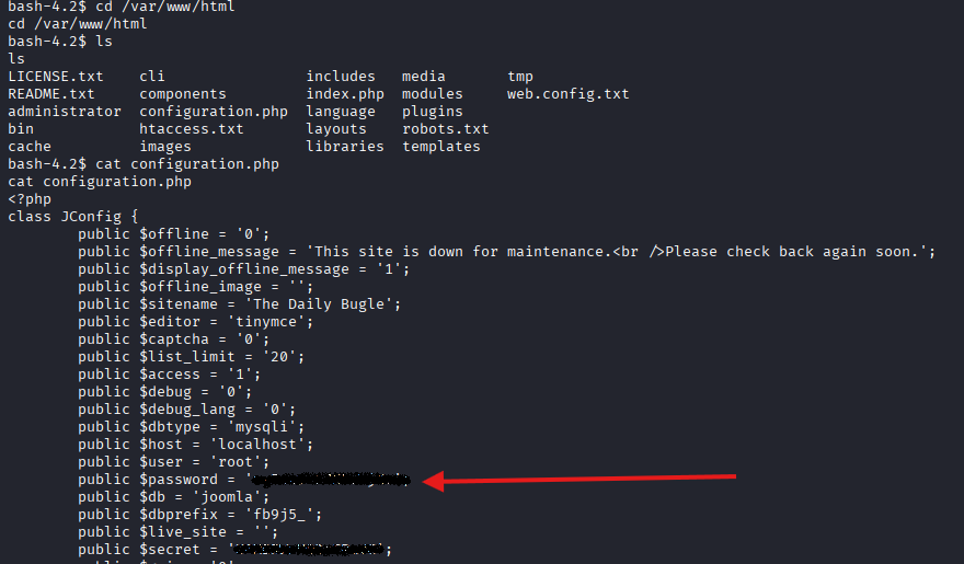 Database credentials found in config