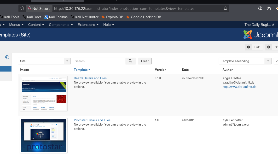 Joomla template list
