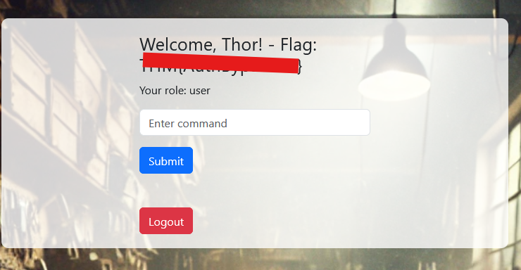 Logged into Hammer application and obtained first flag