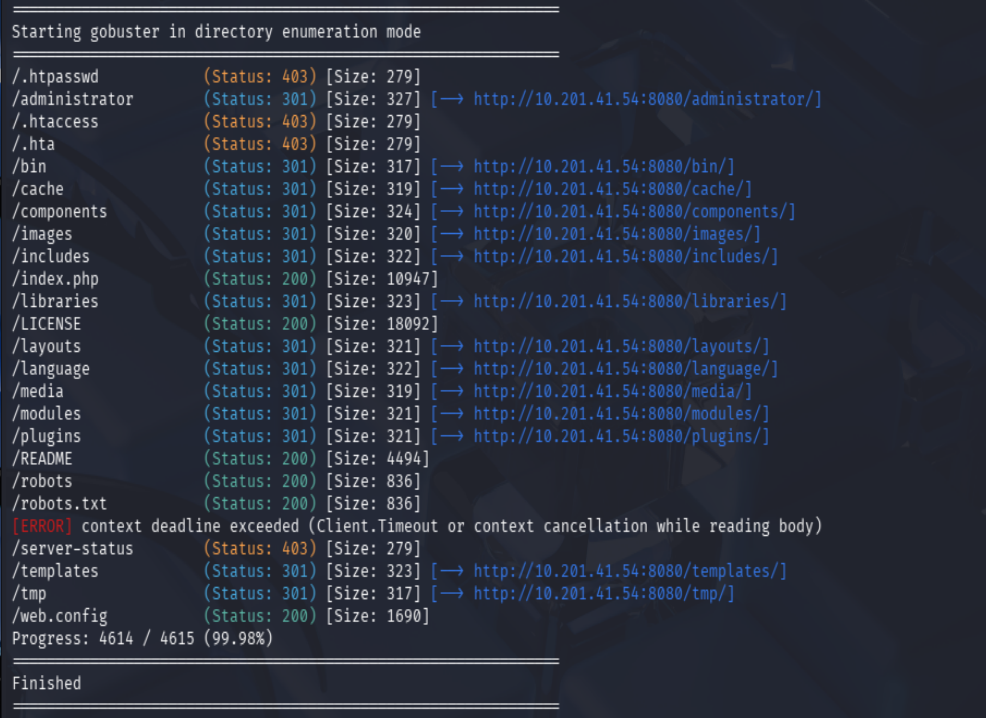 Gobuster enumeration on 8080