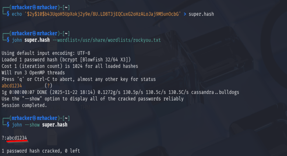 John cracking admin password
