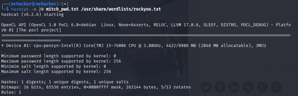 Hashcat cracking results