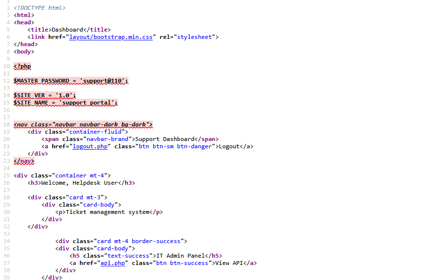 Application source revealing config.php contents through the skin parameter