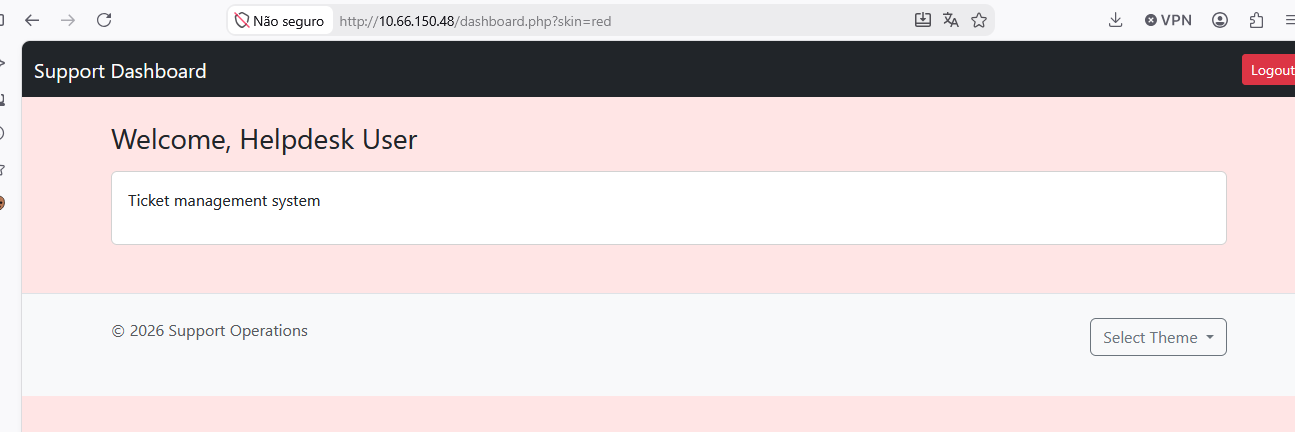 Successful authentication to the Support application